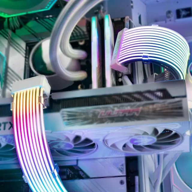 Alt view image 6 of 7 - JVFYI 2x8 RGB PSU Cables Strips,Addressable ARGB Strip for 12VHPWR 8 Pin 2x8 Pin GPU Extension Cable Modular Cable,5V3Pin SYNC,Customized PC Cases 10In