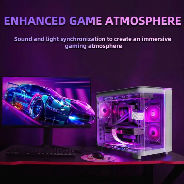 Alt view image 7 of 7 - JVFYI 2x8 RGB PSU Cables Strips,Addressable ARGB Strip for 12VHPWR 8 Pin 2x8 Pin GPU Extension Cable Modular Cable,5V3Pin SYNC,Customized PC Cases 10In