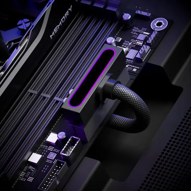 Alt view image 5 of 5 - JVFYI 24PIN PSU Extension Cable,ARGB PC Cable with 5V 3Pin,18AWG 90 Degree Right-Angle Design for Power Cable Extension,Male-to-Female Connectors for PC Power Cord(30CM-Black)