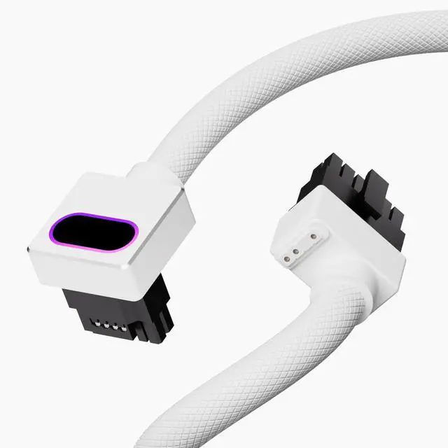 Main image of JVFYI 12+4Pin(16-pin) 12VHPWR GPU Modular CableDirect Connection Cable for NVIDIA GeForce RTX 40/5070/5080 Series Graphics Cards,18AWG 90°Right-Angle Design,Not an Extension Cable(White, Clip B-50CM)