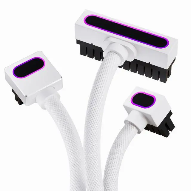 Main image of JVFYI White Cable Kit 24PIN Extension Cable*1+16PIN Modular Cable(50CM,Clip-A)*1+8PIN CPU Extension Cable*1