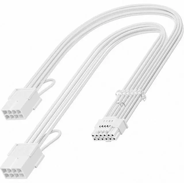 Main image of JVFYI 16Pin RTX 4070Ti GPU Power Adapter Cable, PCI-e 5.0 16Pin(12+4) to 2x8Pin Male to Female 12VHPWR Extension Cable Design for Geforce RTX 4070 Super 4070Ti 5070 5080-13 Inch White