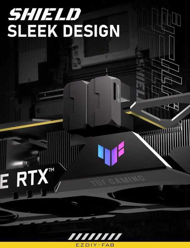 Alt view image 2 of 6 - 8-Pin PCIe GPU Power Adapter,90-Degree Angled Connector, Aluminum Design for Graphics Cards  Standard Type,Black-2 Pack