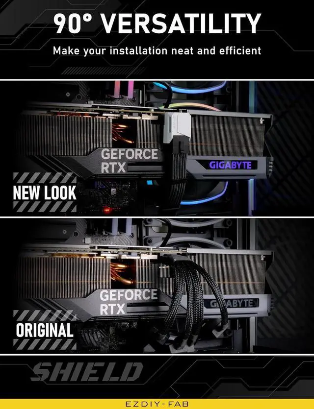 Alt view image 4 of 7 - PCIe 5.1 Adapter - 600W 12+4pin,16pin 12VHPWR GPU Power Connector,12V-2x6 GPU Adapter,90 Degree Right Angle - Compatible with RTX 3090Ti, 4070Ti, 4080, 4090 GPU - STD Type, White, 1 Pack