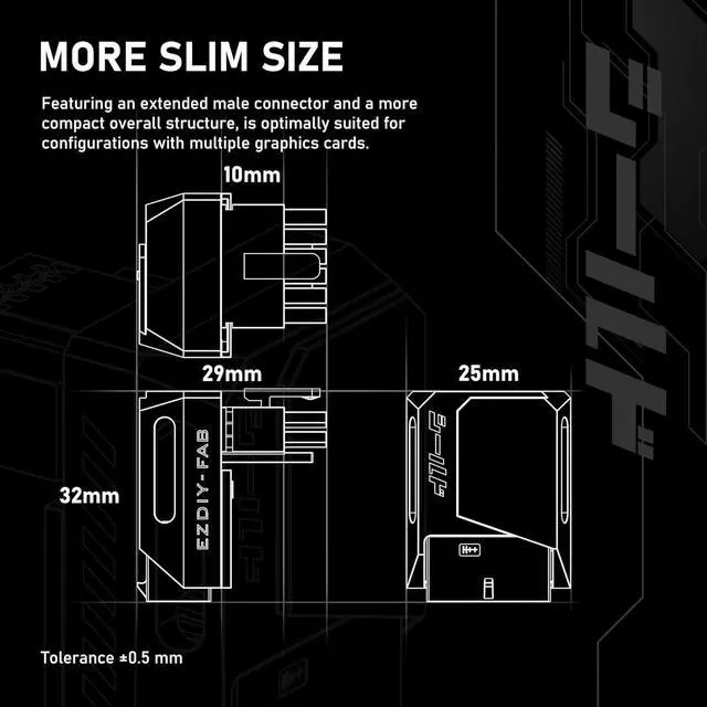 Alt view image 2 of 7 - PCIe 5.1 Adapter - 600W 12+4pin,16pin 12VHPWR GPU Power Connector,12V-2x6 GPU Adapter,90 Degree Right Angle - Compatible with RTX 3090Ti, 4070Ti, 4080, 4090 GPU - STD Type, White, 1 Pack