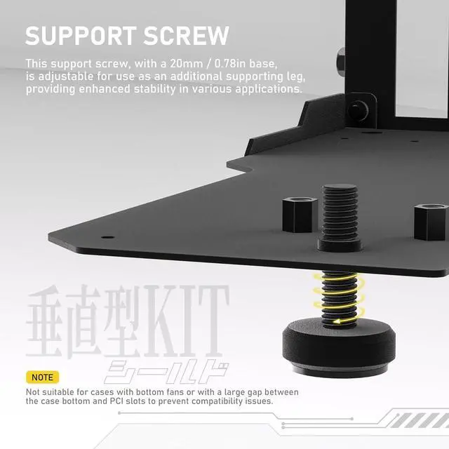 Alt view image 5 of 7 - Vertical GPU Mount with High-Speed PCIE 4.0 Riser Cable, ARGB Module, 115mm/4.52in Flexible Extension, 90 Degree Connector, Only Compatible to Full-Opened PCIe Slots-Black-YIHPI344-2
