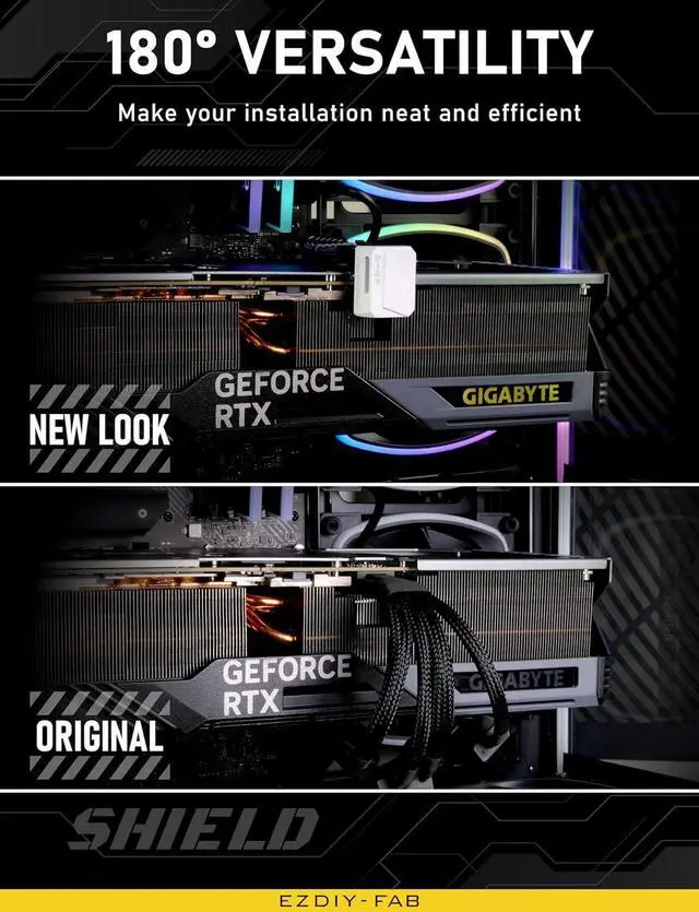 Alt view image 4 of 7 - PCIe 5.1 Adapter - 600W 12+4pin, 16pin 12VHPWR GPU Power Connector, 12V-2x6 GPU Adapter,180 Degree Right Angle - Compatible with RTX 3090Ti, 4070Ti, 4080, 4090 GPU - STD Type, White, 1 Pack