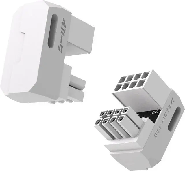 Main image of 8-Pin PCIe GPU Power Adapter,180-Degree U-Turn Angled Connector, Aluminum Design for Graphics Cards  Reverse Type,White-2 Pack