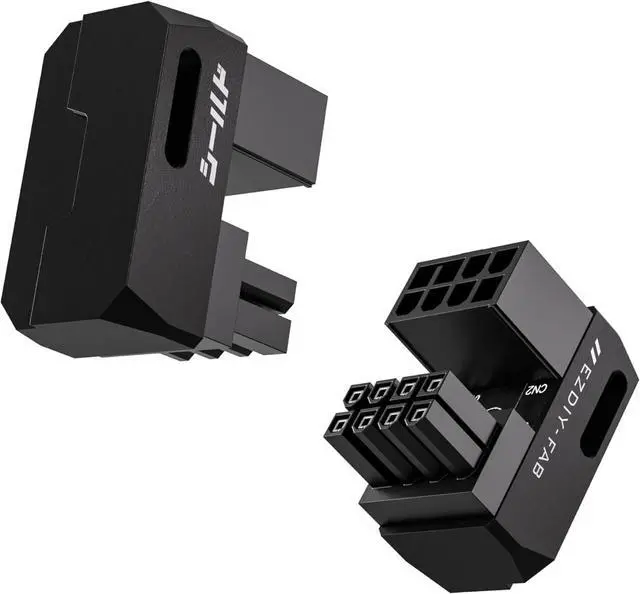 Main image of 8-Pin PCIe GPU Power Adapter,180-Degree U-Turn Angled Connector, Aluminum Design for Graphics Cards  Reverse Type,Black-2 Pack