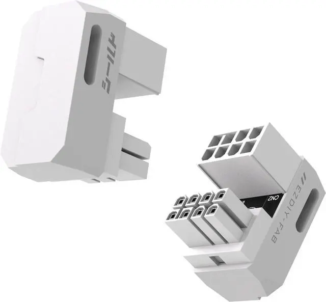 Main image of 8-Pin PCIe GPU Power Adapter,180-Degree U-Turn Angled Connector, Aluminum Design for Graphics Cards  Standard Type,White-2 Pack