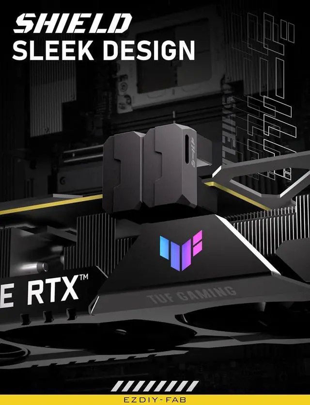 Alt view image 2 of 6 - 8-Pin PCIe GPU Power Adapter,180-Degree U-Turn Angled Connector, Aluminum Design for Graphics Cards  Standard Type, Black-1 Pack