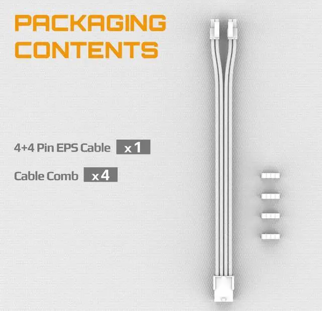 Alt view image 6 of 7 - JVFYI 8-Pin Female to CPU 8-Pin (4+4) ATX 4 Pin Male Power Supply Adapter Extension Cable for Motherboard 11.8 inch (30 cm)-All White