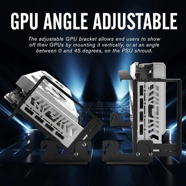 Alt view image 3 of 7 - PCIe 4.0 GPU Mount Bracket Graphic Card Holder Multi-Angle Adjustment, Video Card VGA Support Kit with PCIe 4.0 X16 Gen4 17cm/6.69in Riser Cable - Black