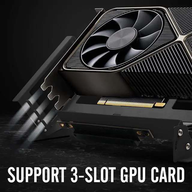 Alt view image 2 of 7 - PCIe 4.0 GPU Mount Bracket Graphic Card Holder Multi-Angle Adjustment, Video Card VGA Support Kit with PCIe 4.0 X16 Gen4 17cm/6.69in Riser Cable - Black