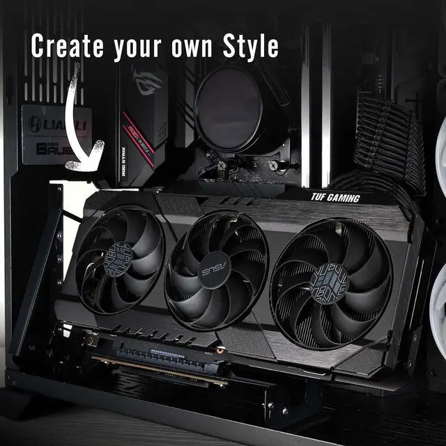 Alt view image 4 of 7 - PCIe 4.0 GPU Mount Bracket Graphic Card Holder Multi-Angle Adjustment, Video Card VGA Support Kit with PCIe 4.0 X16 Gen4 17cm/6.69in Riser Cable - Black