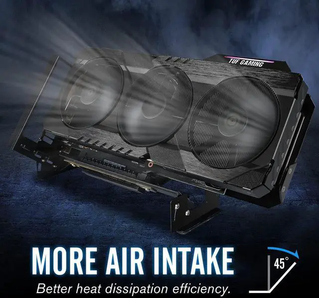 Alt view image 5 of 7 - PCIe 4.0 GPU Mount Bracket Graphic Card Holder Multi-Angle Adjustment, Video Card VGA Support Kit with PCIe 4.0 X16 Gen4 17cm/6.69in Riser Cable - Black