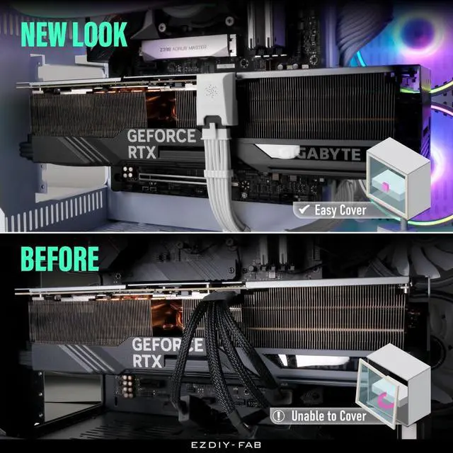 Alt view image 3 of 7 - PCIe 5.0 12VHPWR GPU Power Bridge, 12+4 Pin Angle Connector Power Adapter, for RTX40' Series GPUs, Compatible with RTX4090, 4080, 4070ti - White 90° STD