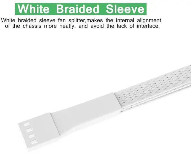 Alt view image 3 of 4 - JVFYI 2 Pack 10.6inch 4Pin PWM Fan Extension Splitter Cable 1 to 3 Ways - with 3Pin 4Pin Male Connector for Computer Case & CPU Cooling Fans(White)