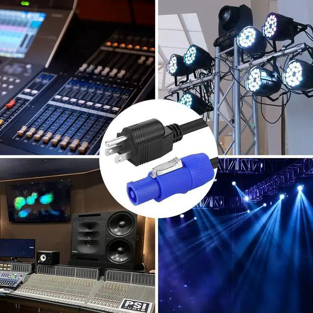 Alt view image 5 of 5 - JVFYI Stage Light PowerCON Cable, 3 Prong Plug to PowerCON AC Power Cable, 20A 3 Pin 16AWG, Male to Male Power Extension Cable for Outdoor Stage Lighting Series-1M/3.28FT