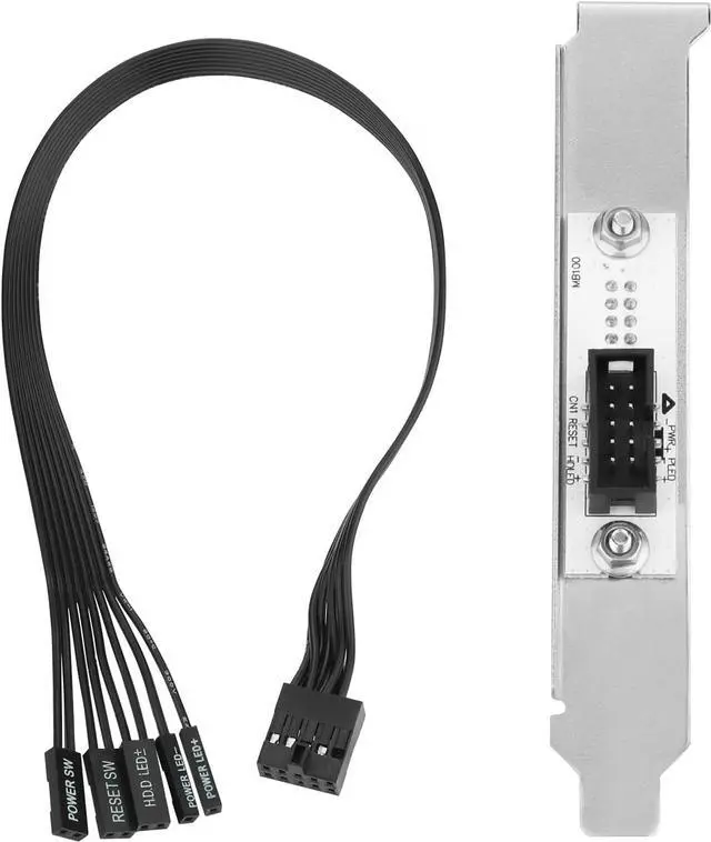 Main image of JVFYI PC Power Button Extension Cable with Full Height PCIe Bracket (30cm), 9 Pin Front Panel Header Adapter for PC Power Switch - for Standard-Sized Medium/Full Tower Case