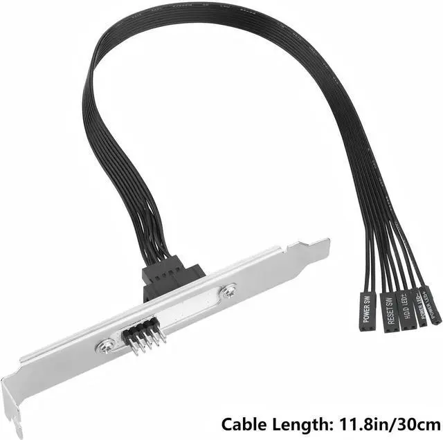 Alt view image 4 of 7 - JVFYI PC Power Button Extension Cable with Full Height PCIe Bracket (30cm), 9 Pin Front Panel Header Adapter for PC Power Switch - for Standard-Sized Medium/Full Tower Case