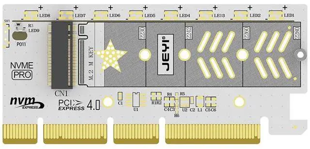 Main image of PCIe 4.0 NVMe M.2 Adapter Card - Gen4/3/2 Compatible with M-Key 2280 SSD, Support for X16/X8/X4 Slots