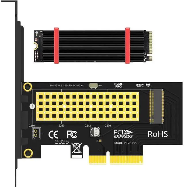 Main image of PCIe 4.0 NVMe M.2 SSD Adapter with Aluminum Heatsink - 64Gbps Gen4 Expansion Card for X4/X8/X16 Slots