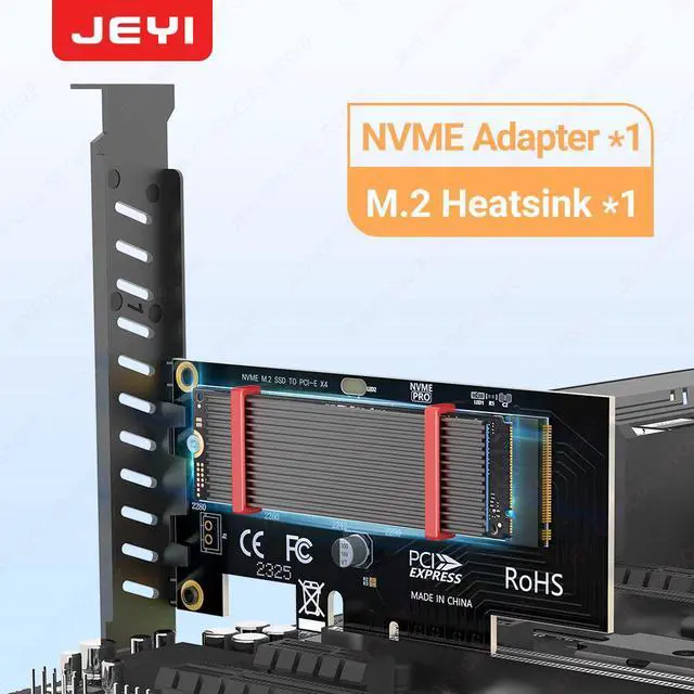 Alt view image 2 of 5 - PCIe 4.0 NVMe M.2 SSD Adapter with Aluminum Heatsink - 64Gbps Gen4 Expansion Card for X4/X8/X16 Slots