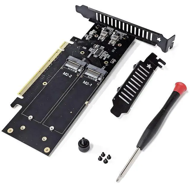 Alt view image 3 of 6 - 4-Port M.2 NVMe PCIe 4.0 X16 Adapter Card - 256Gbps Aluminum RAID Controller Supporting RAID 0/1/5 & SSD Bifurcation