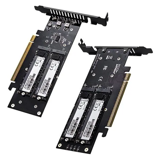 Alt view image 2 of 6 - 4-Port NVMe PCIe 4.0 RAID Adapter Card - 256Gbps X16 Bifurcation Support for M.2 SSDs with RAID 0/1/5