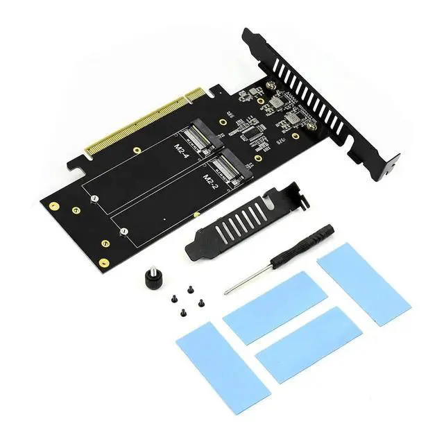 Alt view image 3 of 6 - 4-Port NVMe PCIe 4.0 RAID Adapter Card - 256Gbps X16 Bifurcation Support for M.2 SSDs with RAID 0/1/5