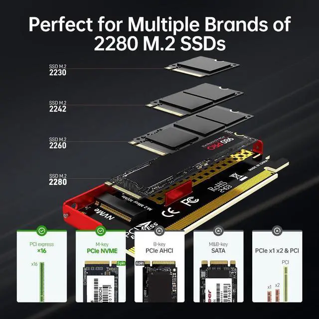 Alt view image 5 of 6 - M.2 NVMe PCIe 4.0 Aluminum Heatsink Adapter - Compatible with 980 PRO/970 EVO Plus, Tool-Free Installation for 2280 SSDs