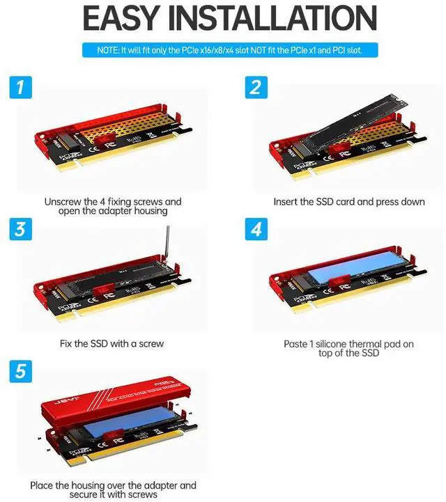 Alt view image 4 of 6 - M.2 NVMe PCIe 4.0 Aluminum Heatsink Adapter - Compatible with 980 PRO/970 EVO Plus, Tool-Free Installation for 2280 SSDs