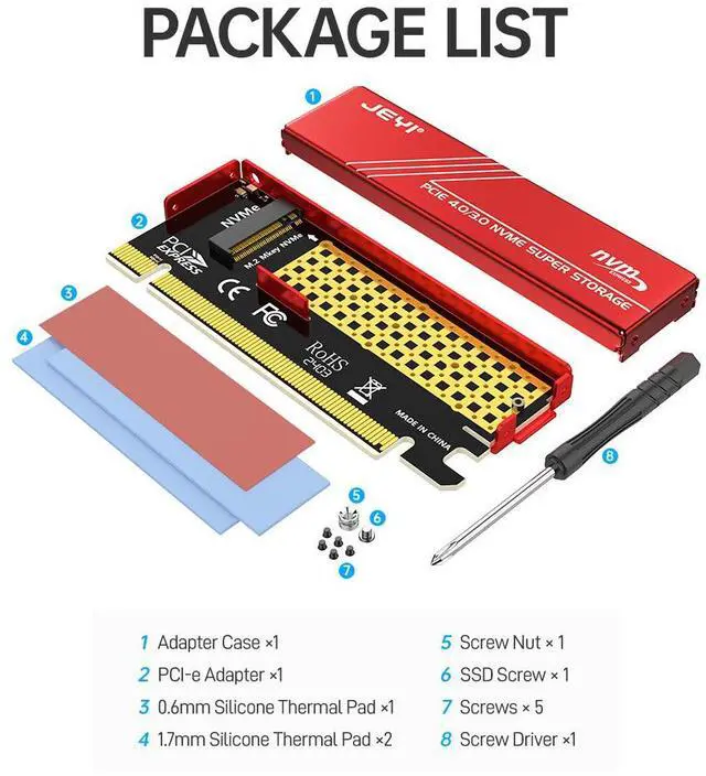 Alt view image 3 of 6 - M.2 NVMe PCIe 4.0 Aluminum Heatsink Adapter - Compatible with 980 PRO/970 EVO Plus, Tool-Free Installation for 2280 SSDs