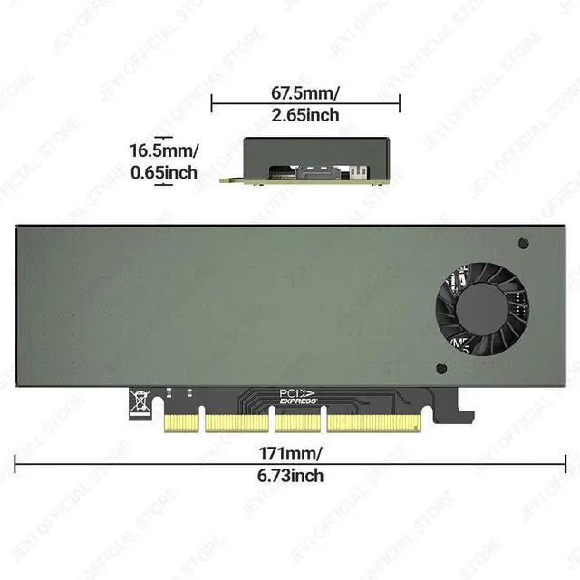 Alt view image 2 of 6 - SK9 Dual M.2 PCIe 4.0 Adapter - NVMe/SATA SSD Expansion Card with Turbo Cooling Fan for X4/X8/X16 Slots