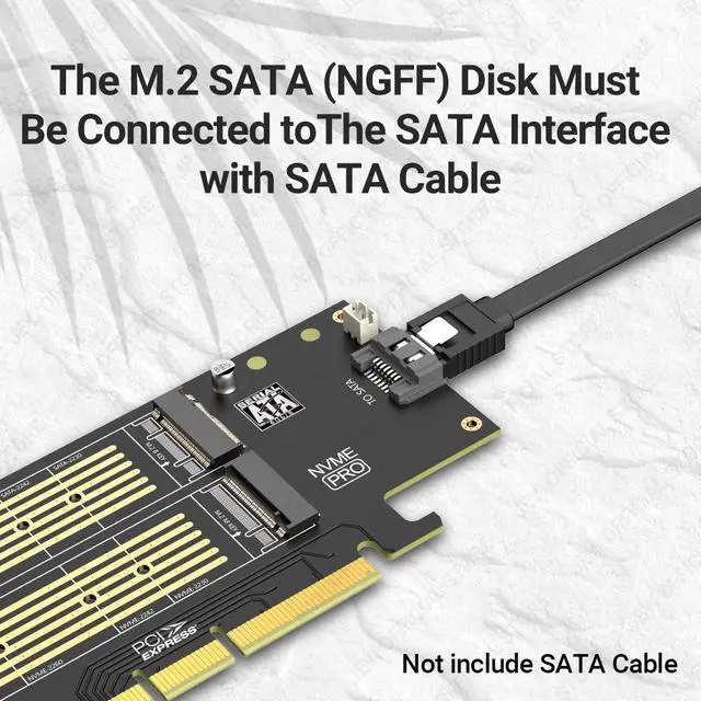 Alt view image 6 of 6 - SK9 Dual M.2 PCIe 4.0 Adapter - NVMe/SATA SSD Expansion Card with Turbo Cooling Fan for X4/X8/X16 Slots