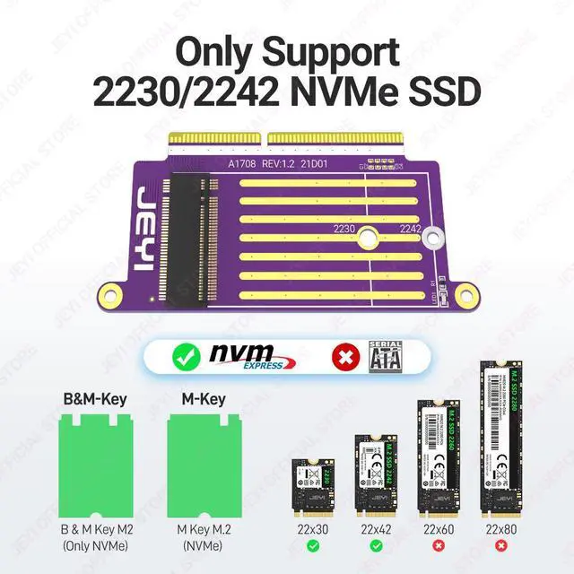 Alt view image 6 of 6 - M.2 NVMe SSD Adapter for 2016-2017 MacBook Pro A1708 - 22+34 Pin Connector Upgrade Kit