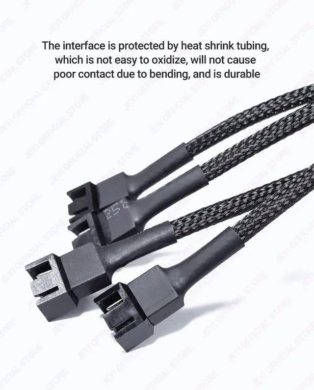 Alt view image 4 of 6 - 4-Pin PWM Splitter 1-to-1 Fan Hub - 10in PVC Cable with Anti-Overload, 3-Pin Compatible