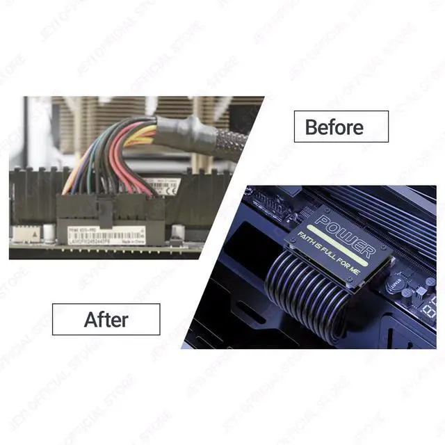 Alt view image 5 of 6 - 90° ATX 24-Pin RGB Adapter - 18 Lighting Mode Motherboard Power Connector for Desktop PC