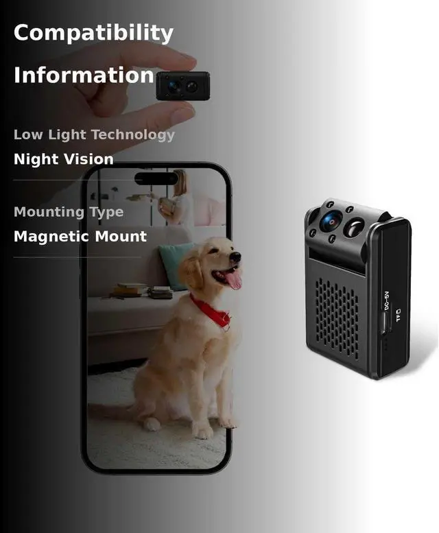 Alt view image 3 of 7 - Hidden Camera, 2025 Nanny Cam for Home | Motion Detection Without WiFi, Free 1-Year Cloud Storage, 4K HD Day & Night Recording Smart Mini Camera for Home/Baby/Pet (Black)