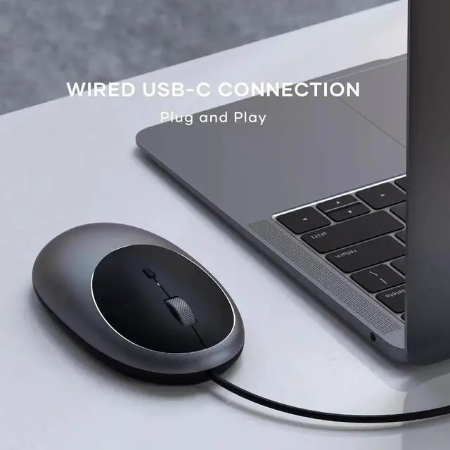 Alt view image 3 of 5 - Satechi Aluminum C1 Wired USB C Mouse Optical Computer Mouse for M2/ M1 MacBook Pro/Air, M2/ M1 iPad Pro/Air, M2 Mac mini, iMac M1 - Space Gray