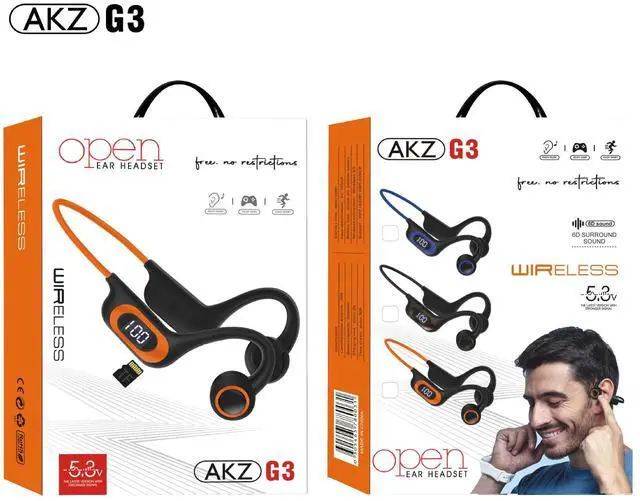 Alt view image 2 of 2 - AKZ-G3 2nd Gen Bone Conduction Bluetooth Headphones, Wireless Open-Ear Sports Headset for Running, Gym, Cycling - IPX5 Waterproof, 8H Playtime, HD Call Noise Cancelling G3 coral color