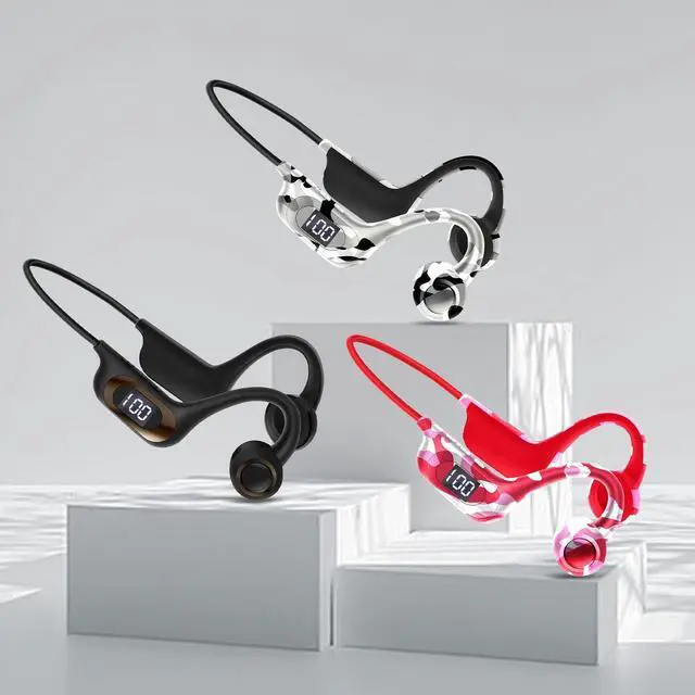 Alt view image 2 of 4 - AKZ-G6 True Bone Conduction Bluetooth Headphones with MicroSD Card Slot & LED Display,2025 Wireless Open-Ear Sports Headset for Running, IPX8 Waterproof, 8H+ Playtime, Bluetooth 5.3