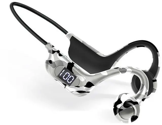 Main image of AKZ-G6 True Bone Conduction Bluetooth Headphones with MicroSD Card Slot & LED Display,2025 Wireless Open-Ear Sports Headset for Running, IPX8 Waterproof, 8H+ Playtime, Bluetooth 5.3 Military green