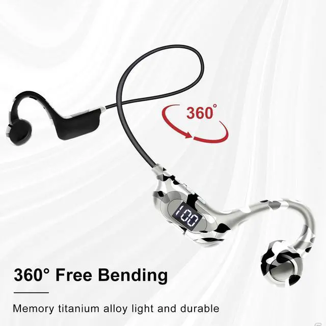 Alt view image 4 of 7 - AKZ-G6 True Bone Conduction Bluetooth Headphones with MicroSD Card Slot & LED Display,2025 Wireless Open-Ear Sports Headset for Running, IPX8 Waterproof, 8H+ Playtime, Bluetooth 5.3 Military green