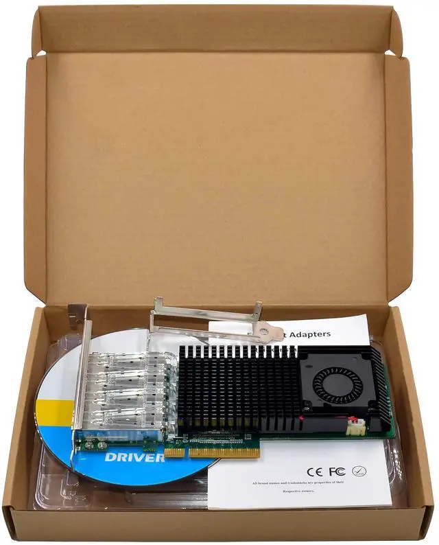 Alt view image 7 of 7 - JVFYI PCIe X520 Quad-Port 10GbE SFP+ Ethernet Card