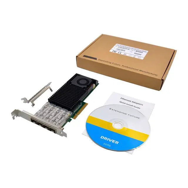 Alt view image 6 of 7 - JVFYI PCIe X520 Quad-Port 10GbE SFP+ Ethernet Card