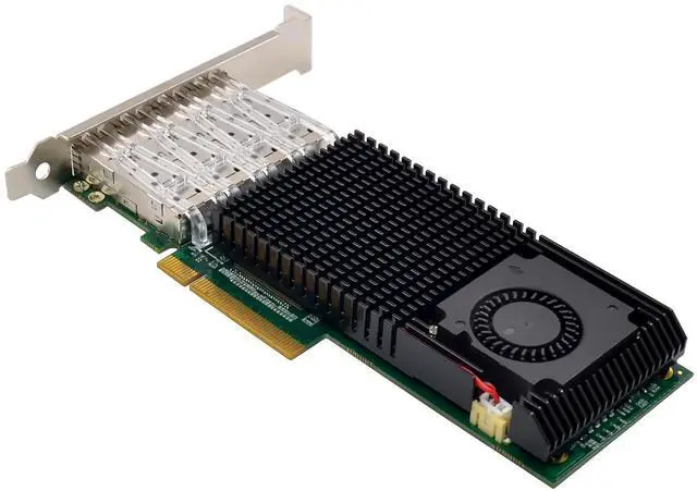 Alt view image 4 of 7 - JVFYI PCIe X520 Quad-Port 10GbE SFP+ Ethernet Card