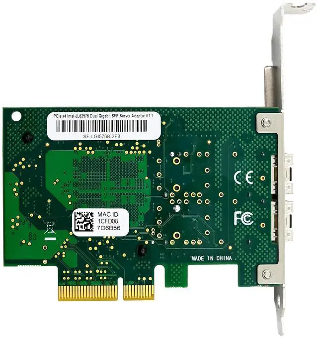 Alt view image 4 of 7 - JVFYI PCIe x4 JL82576EB Dual 1GbE SFP Server NIC v2.0