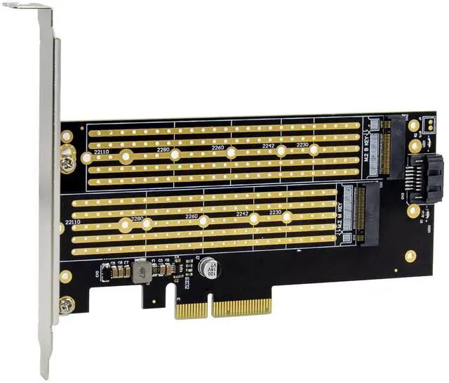Alt view image 2 of 7 - JVFYI PCIe x4 M.2 B&M Key NVMe SSD Adapter